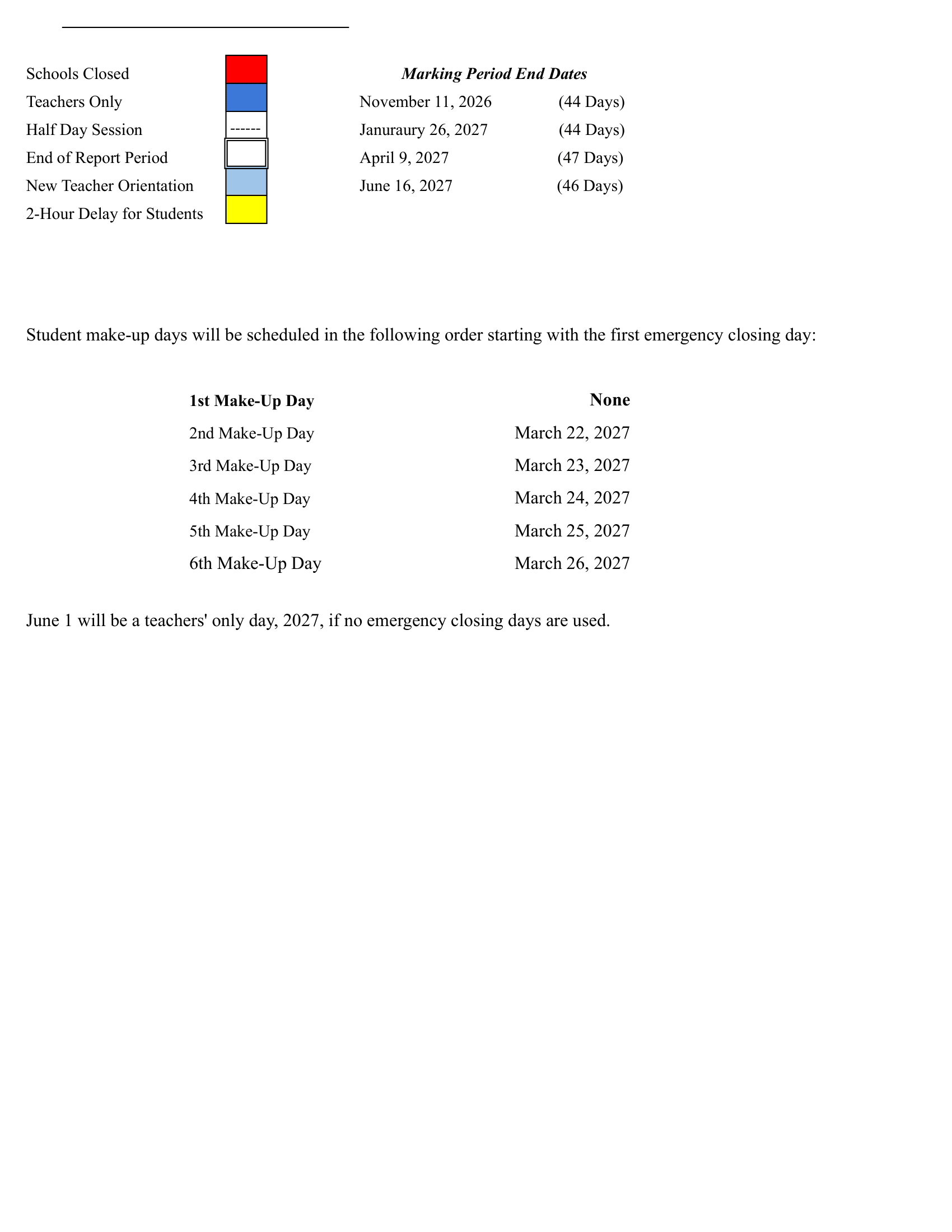 Haddonfield School District NJ Calendar 26-27 Updates