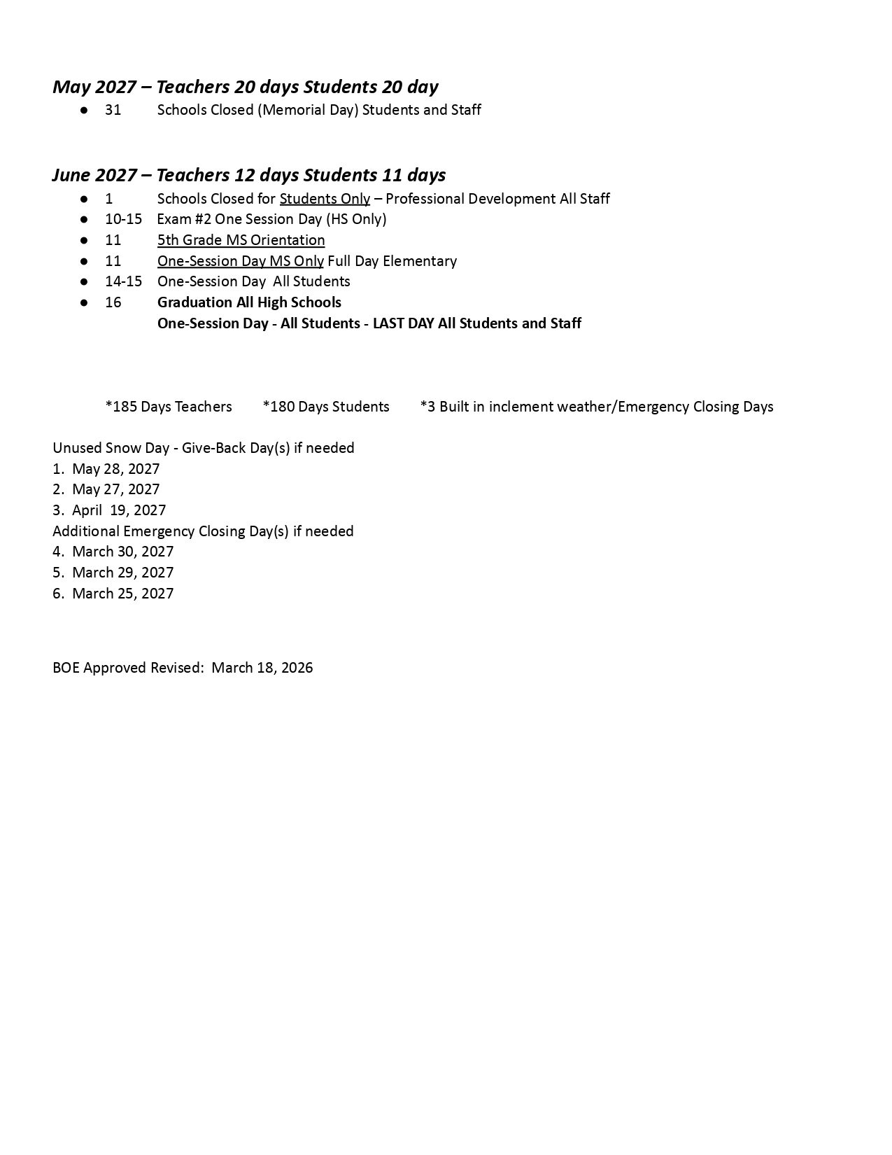 Hamilton Township School District  26-27   Calendar [PDF]