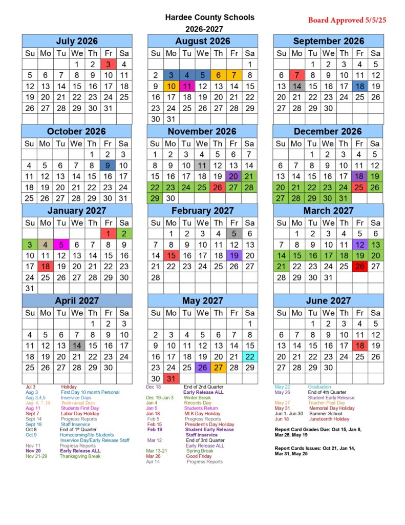 Hardee County Schools 2026-2027