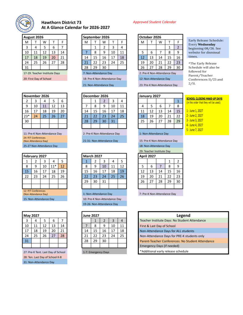 Hawthorn District 73 26-27 Calendar