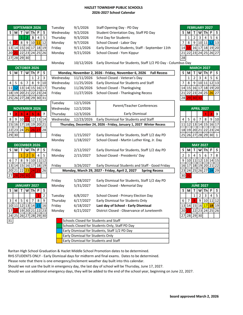 Hazlet Township Public Schools 26-27 Calendar (1)