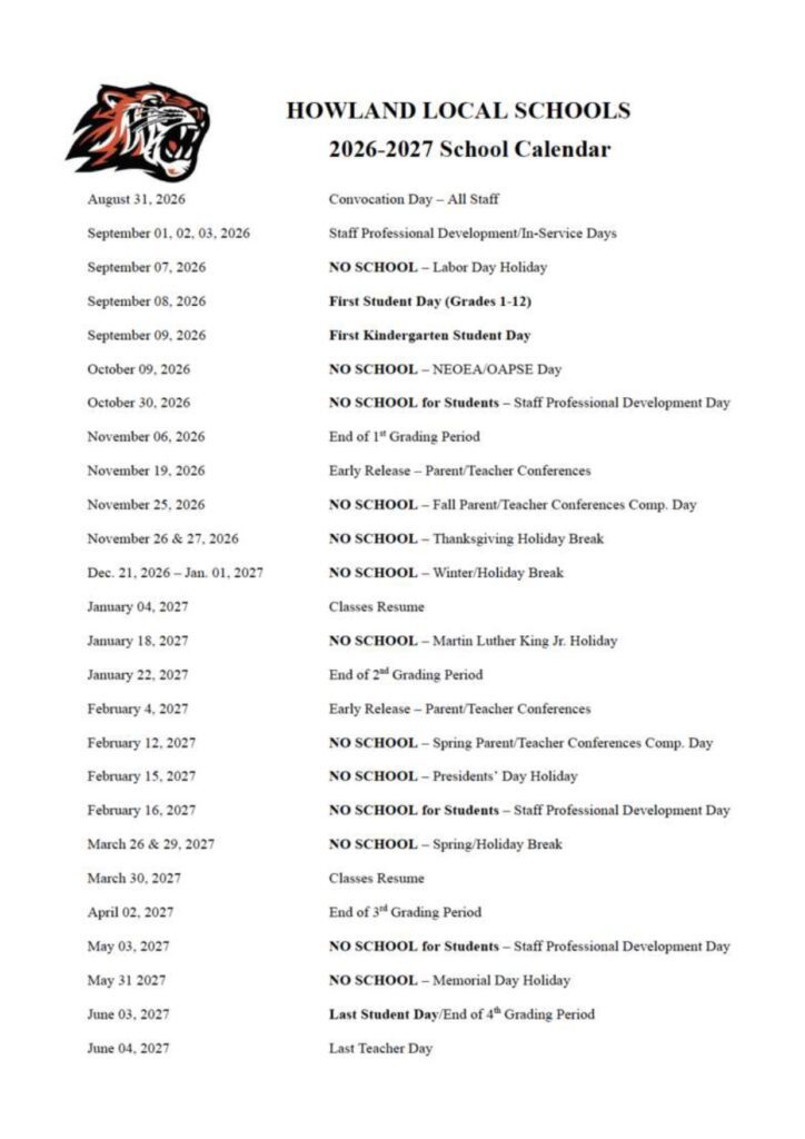 Howland Local Schools 2026-2027