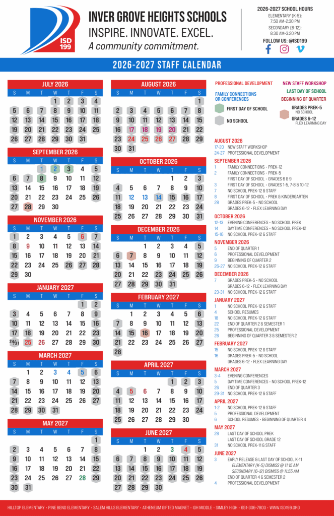 Inver Grove Heights Schools 26-27 Calendar