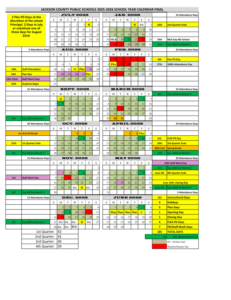 Jackson County Public Schools 26-27 Calendar