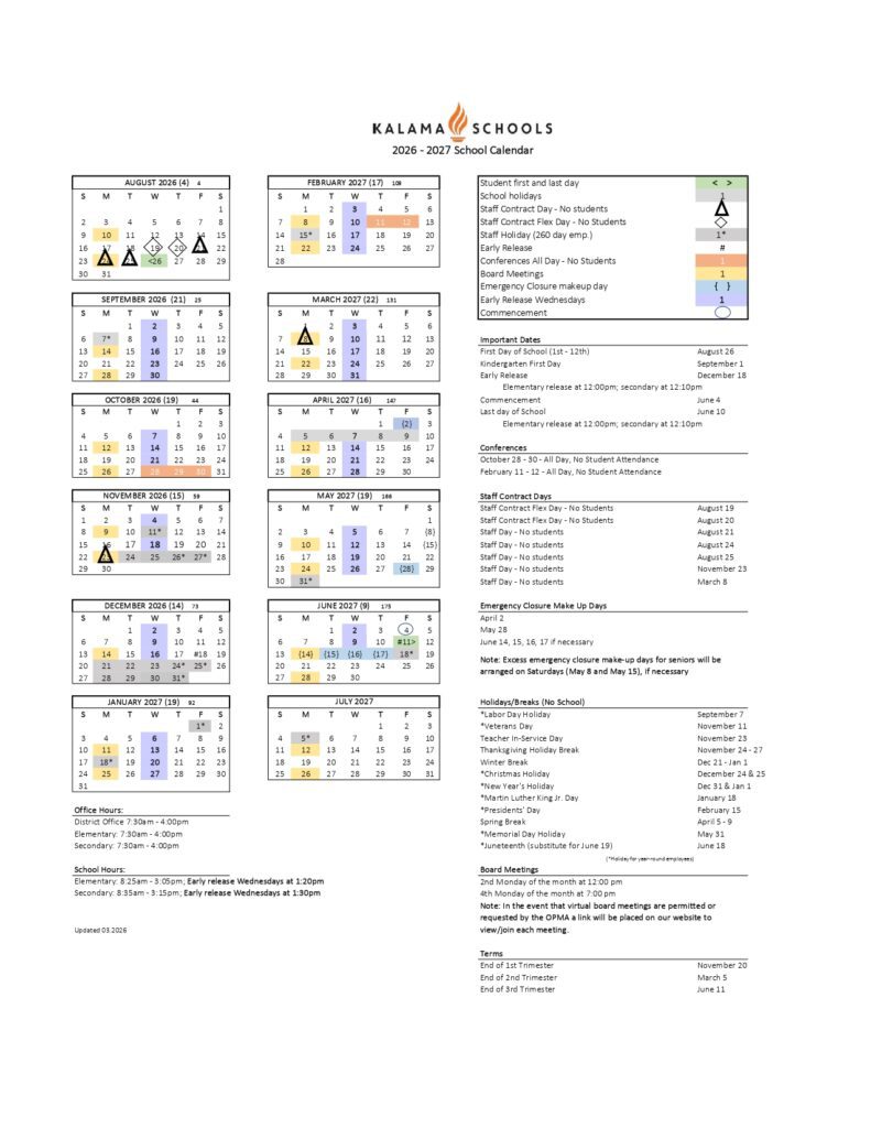 KALAMA SCHOOLS 2026-2027
