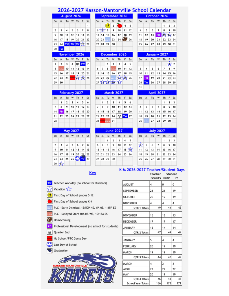 Kasson-Mantorville School 26-27 Calendar