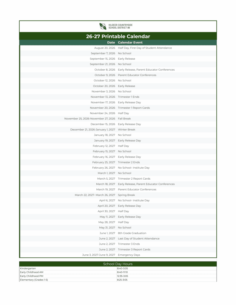 Kildeer Countryside School District 96 26-27 Calendar (1)