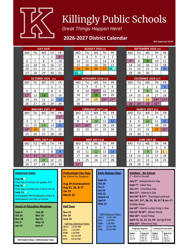 Killingly Public Schools 2026-2027