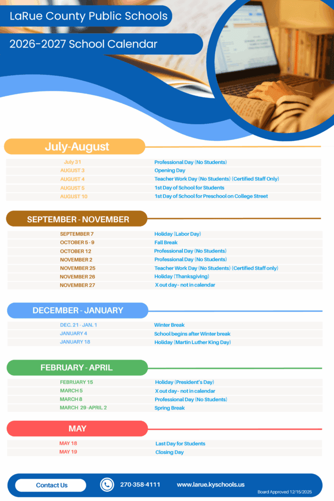 LaRue County Public Schools 26-27 Calendar