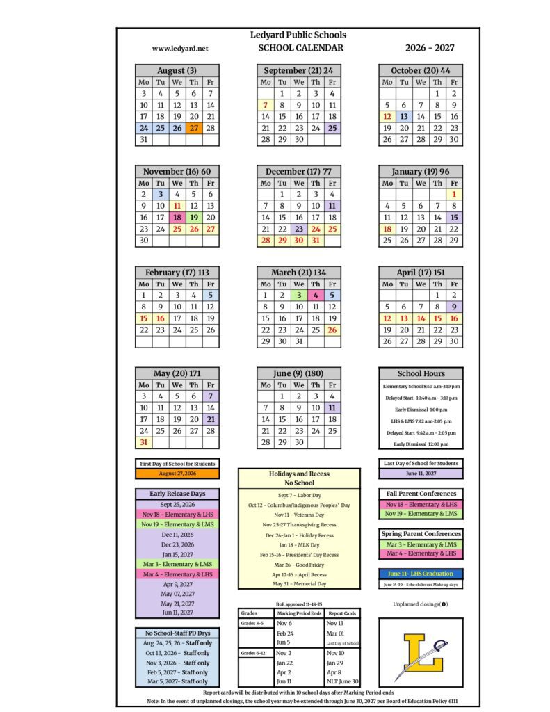 Ledyard Public Schools 2026-2027