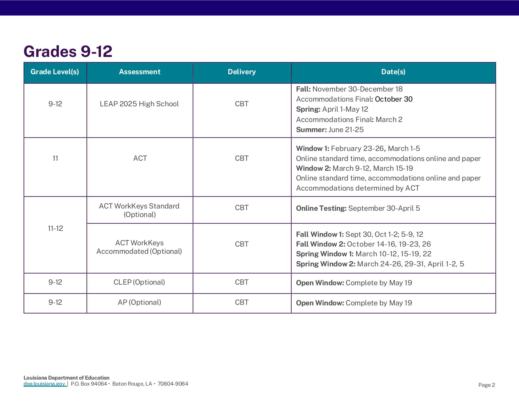 Louisiana Department of Education Calendar 26-27 Revised [PDF]