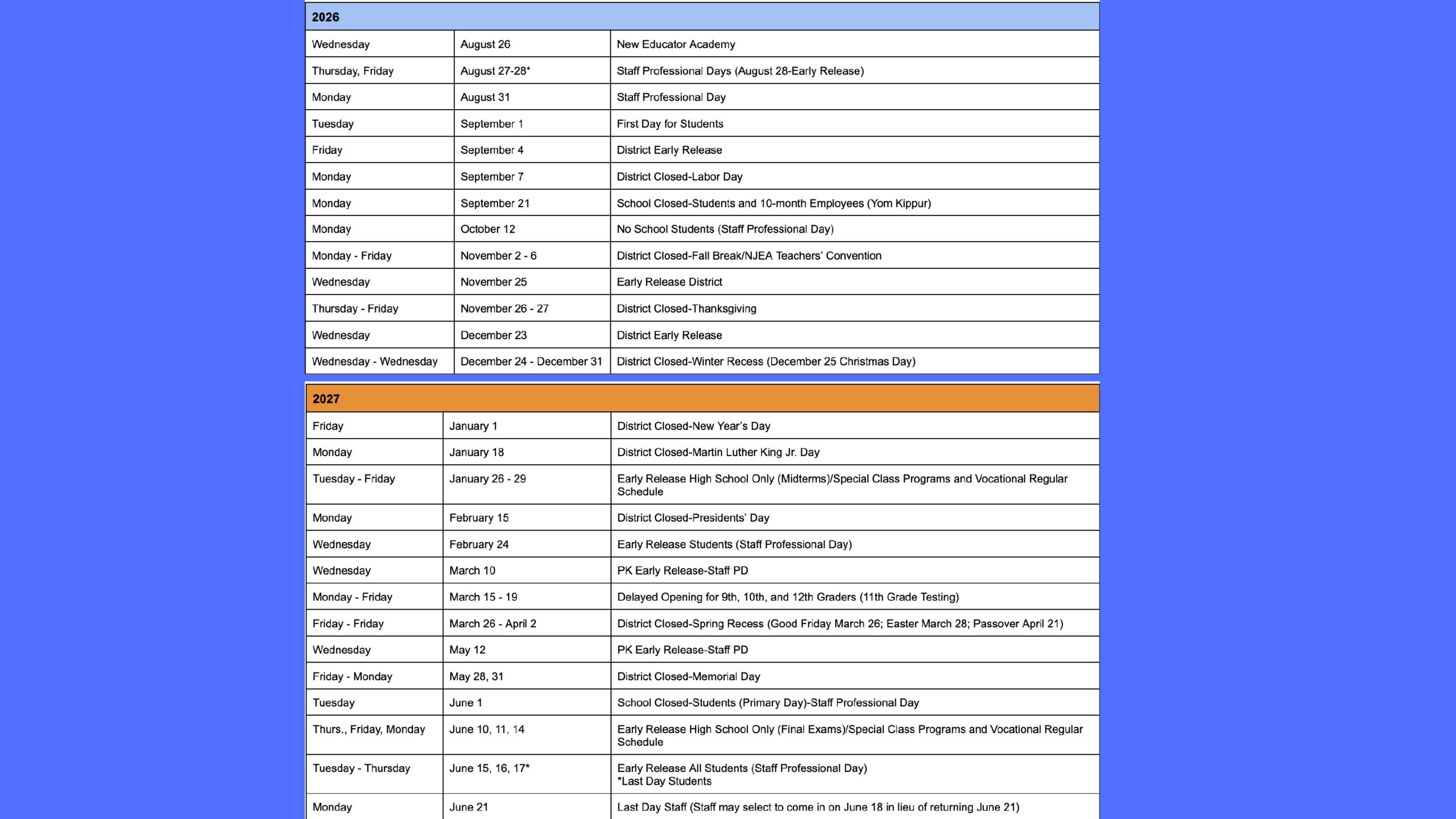 MIDDLETOWN TOWNSHIP PUBLIC SCHOOLS  26-27   Calendar [PDF]