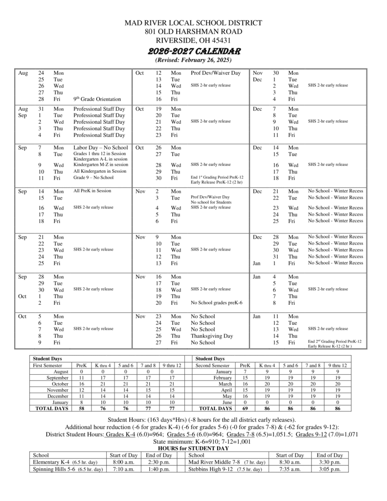 Mad River Local School District 26-27 Calendar (1)
