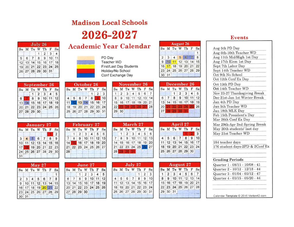 Madison Local Schools 2026-2027