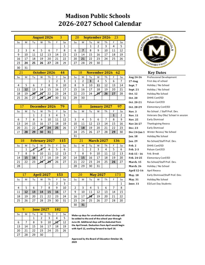 Madison Public Schools 2026-2027