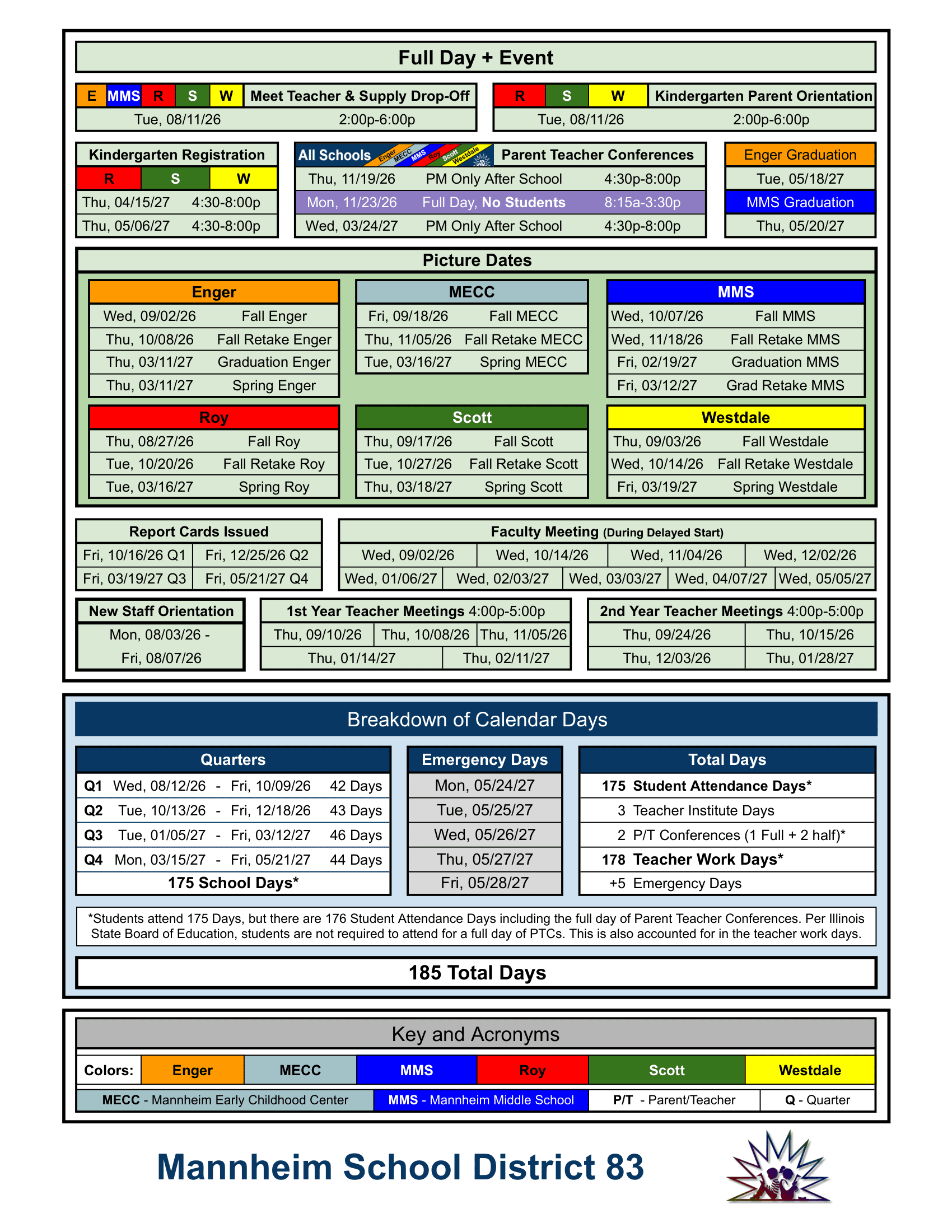 Mannheim School District 83 Calendar 26-27 Updated
