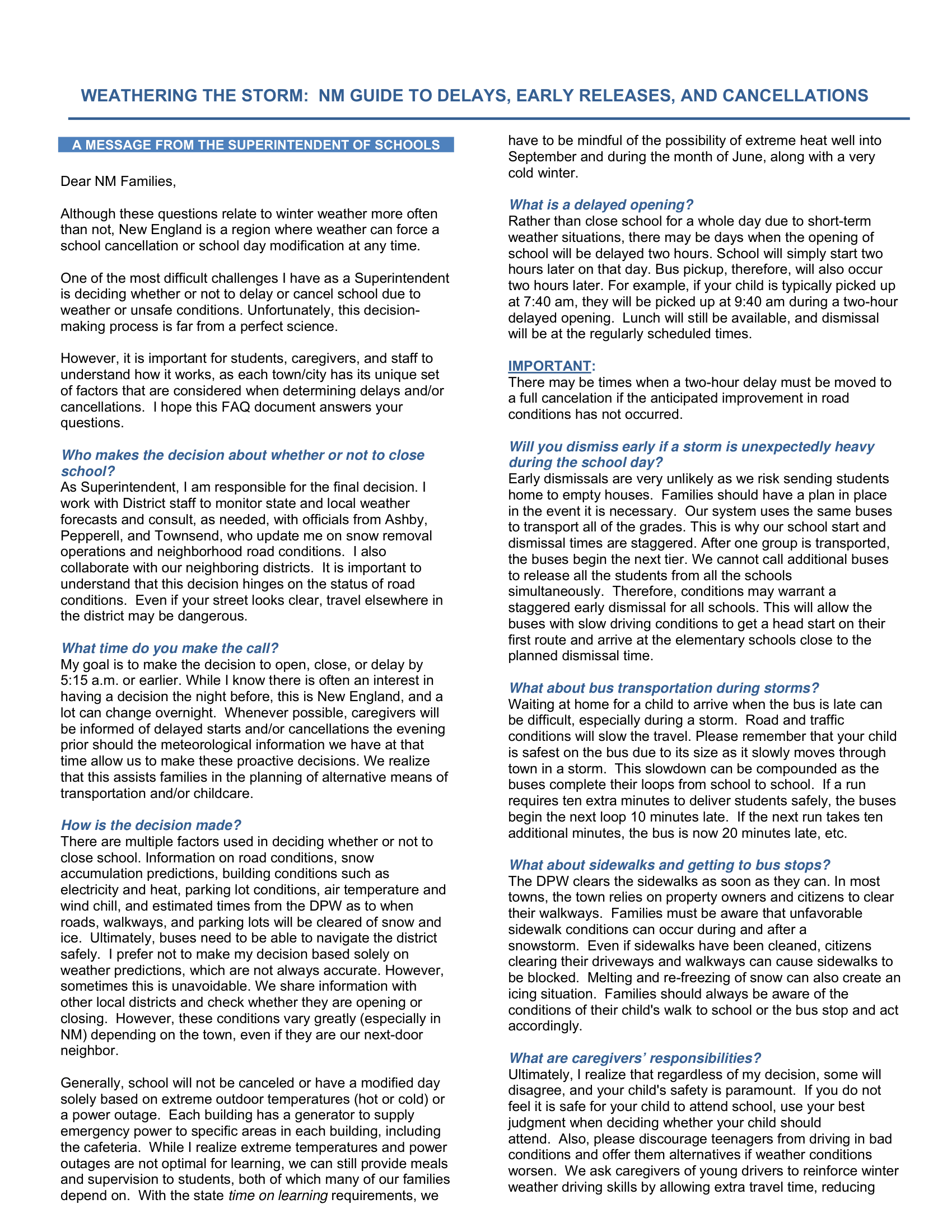 North Middlesex Regional School District 26-27 Calendar [PDF]