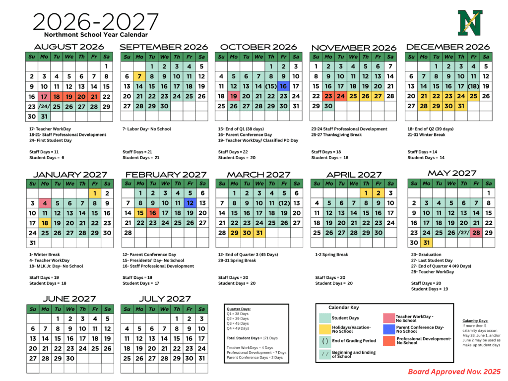 Northmont School 26-27 Calendar