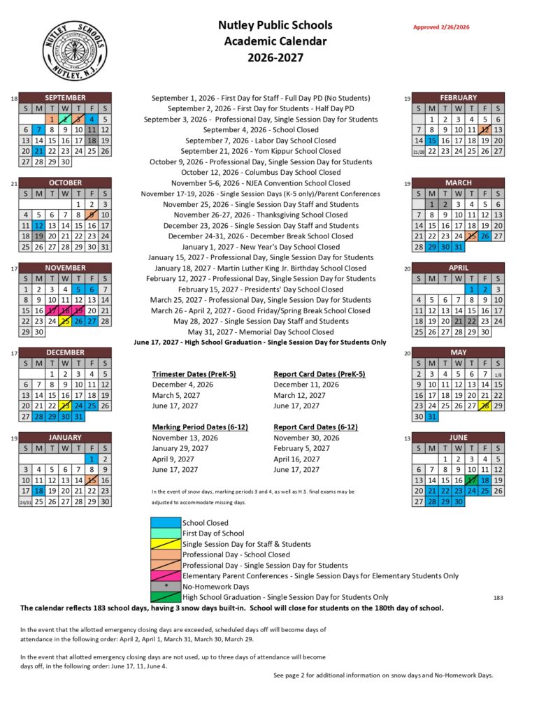 Nutley Public Schools 2026-2027...2