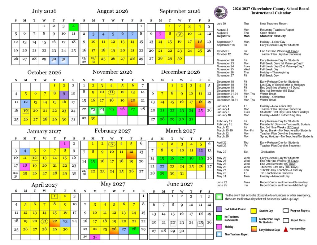 Okeechobee County School 2026-2027