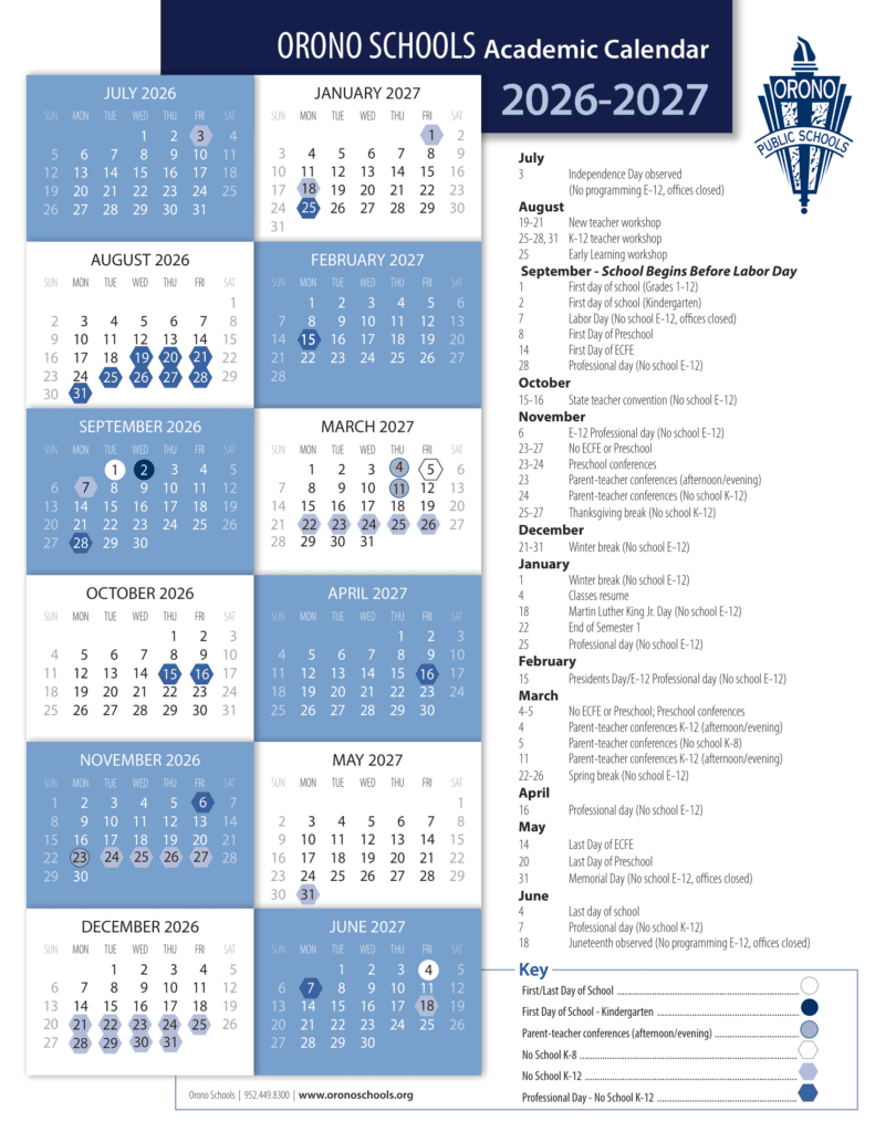 Orono Public Schools 26-27 Calendar