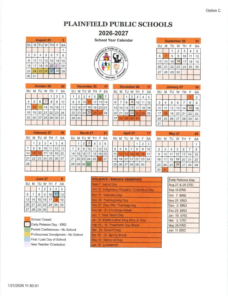 PLAINFIELD PUBLIC SCHOOLS 2026-2027