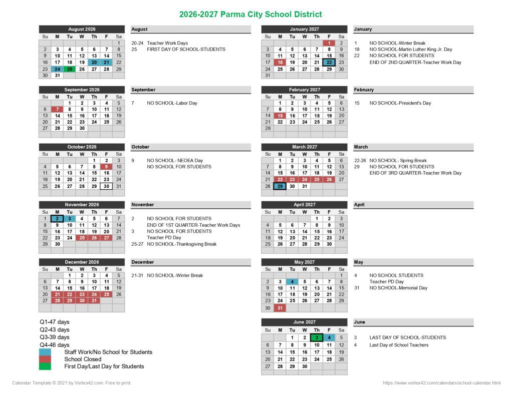 Parma City School District 2026-2027