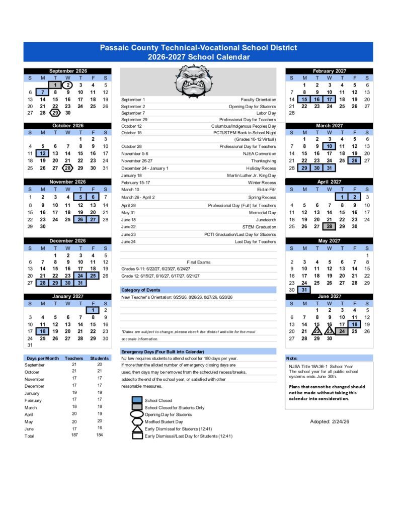 Passaic County Technical-Vocational School District 2026-2027