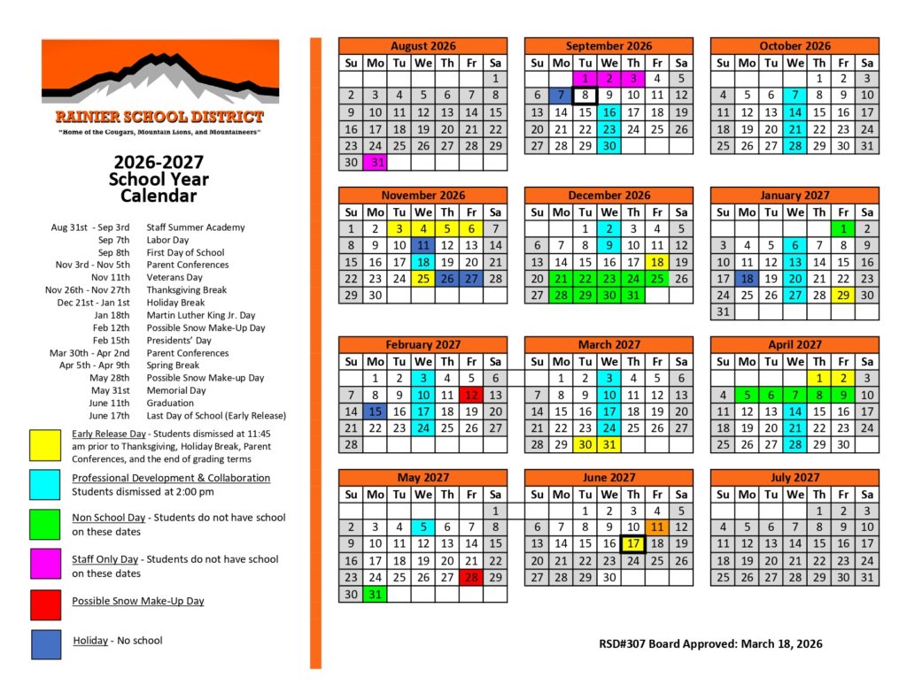 RAINIER SCHOOL DISTRICT 2026-2027