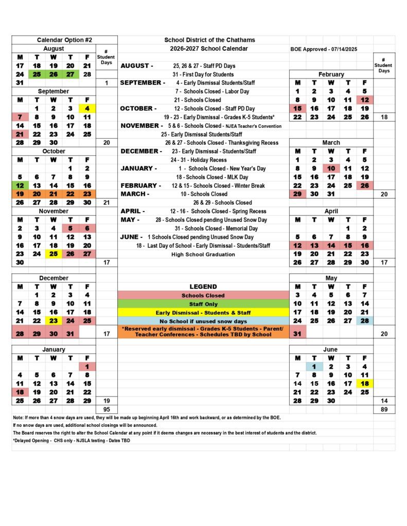 School District of the Chathams 2026-2027