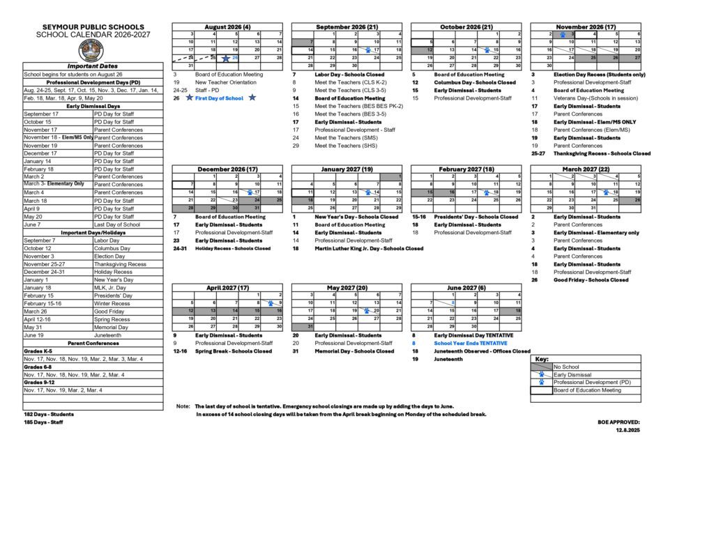 Seymour Public Schools 2026-2027