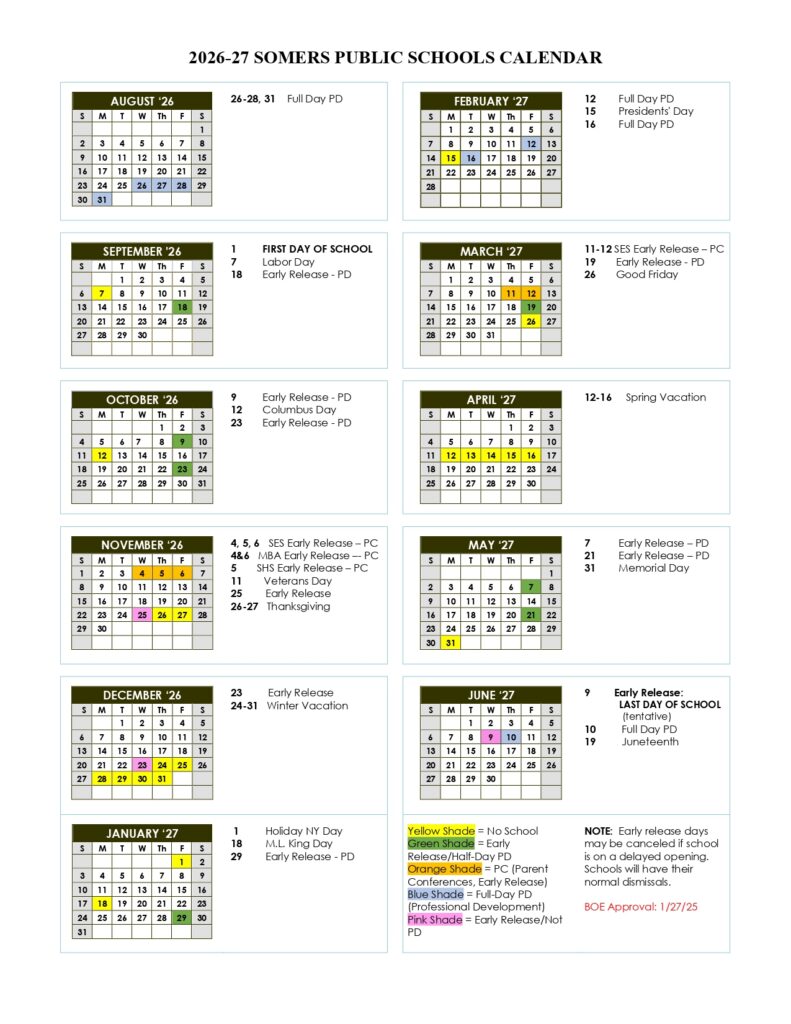 Somers Public Schools 2026-2027