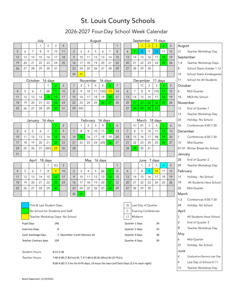 St. Louis County Schools 26-27 Calendar
