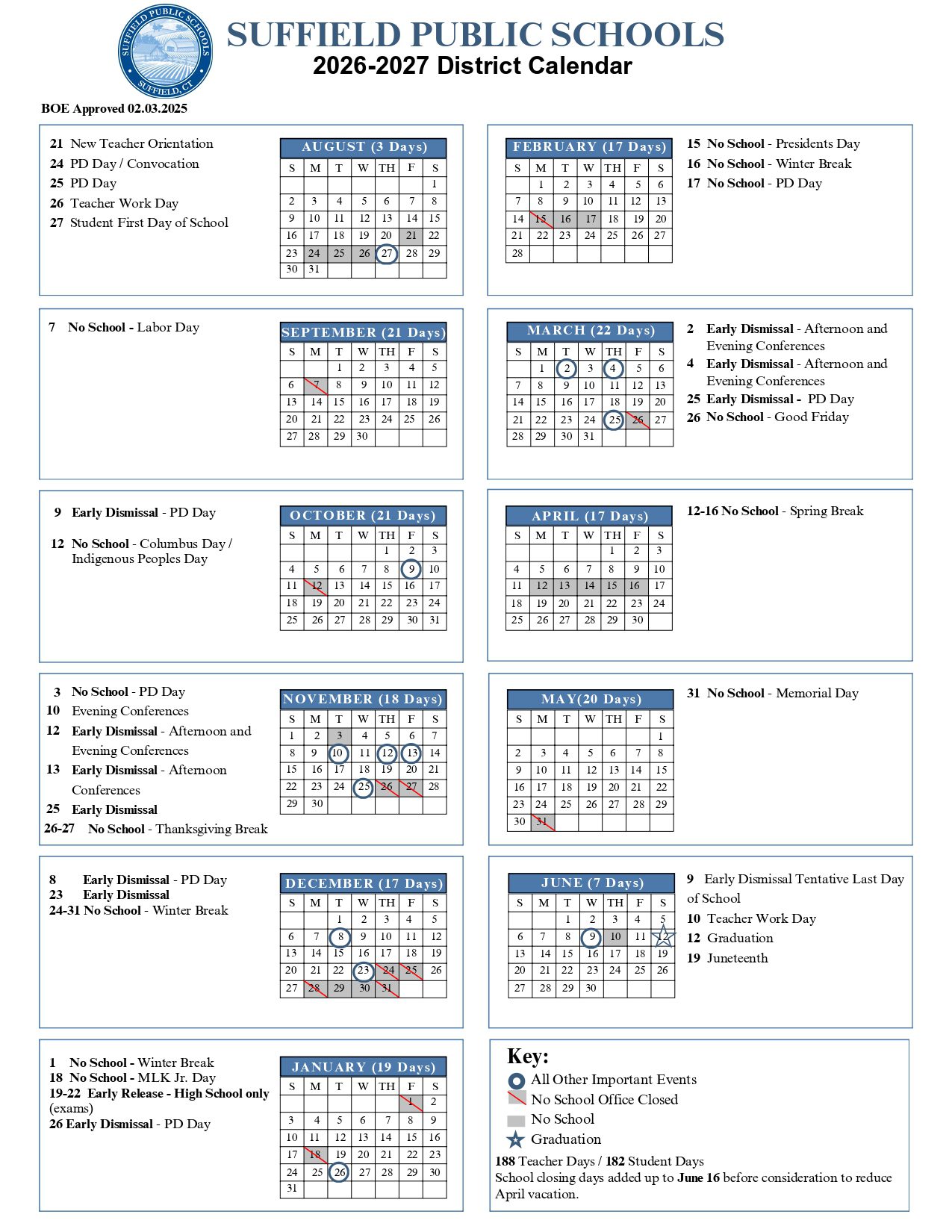 Suffield Public Schools  ct Calendar 26-27 Revised PDF