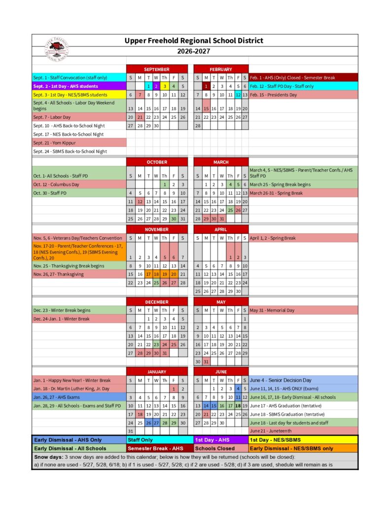 Upper Freehold Regional School District 2026-2027