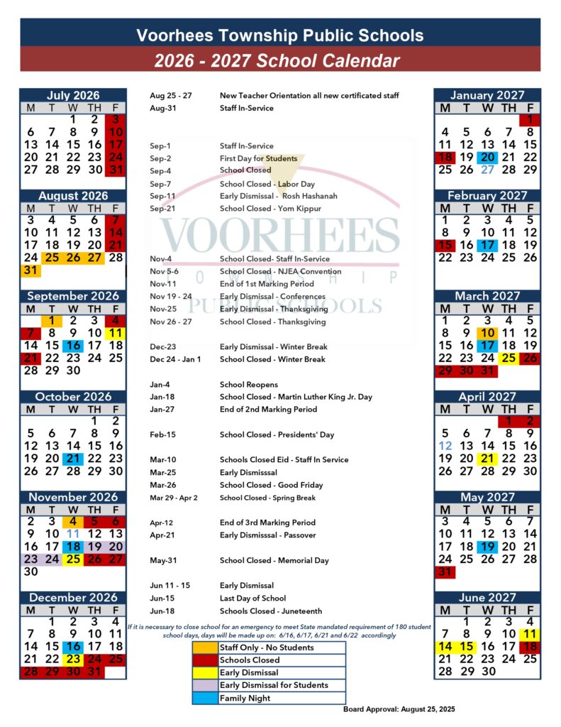 Voorhees Township Public Schools 2026-2027