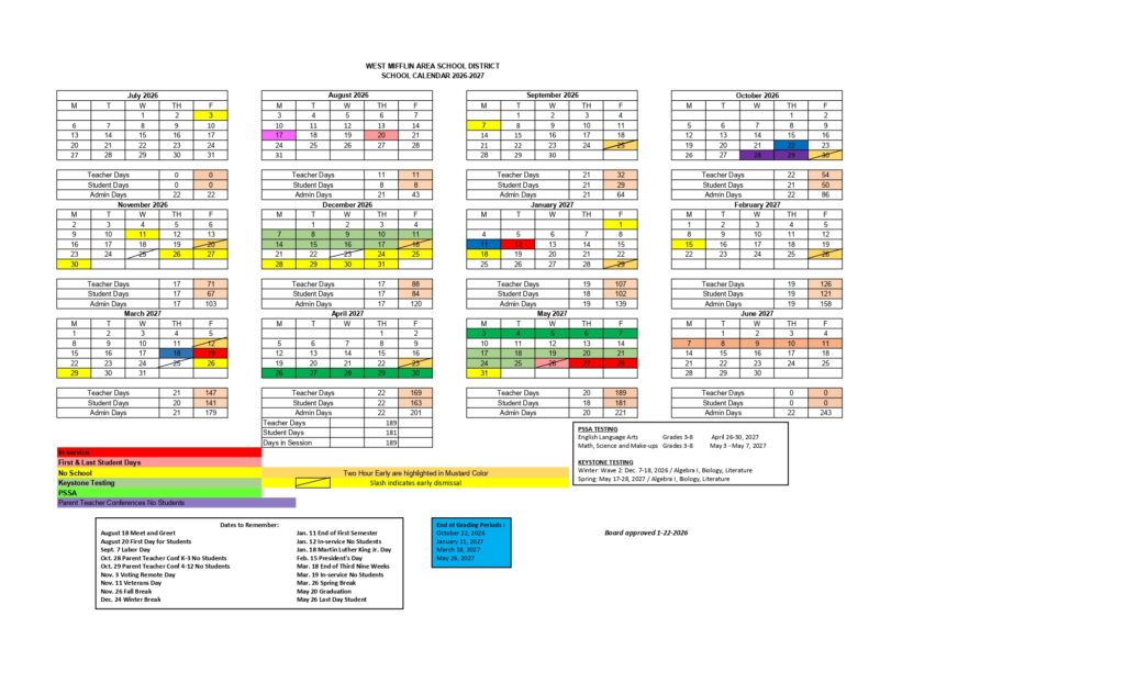 WEST MIFFLIN AREA SCHOOL DISTRICT 2026-2027