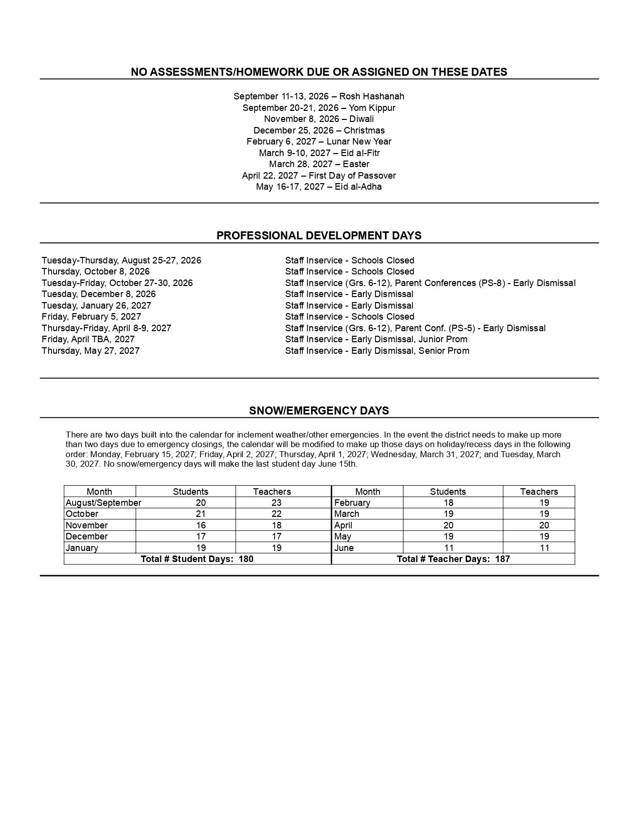 Washington Township Public Schools 26-27 Calendar [PDF]