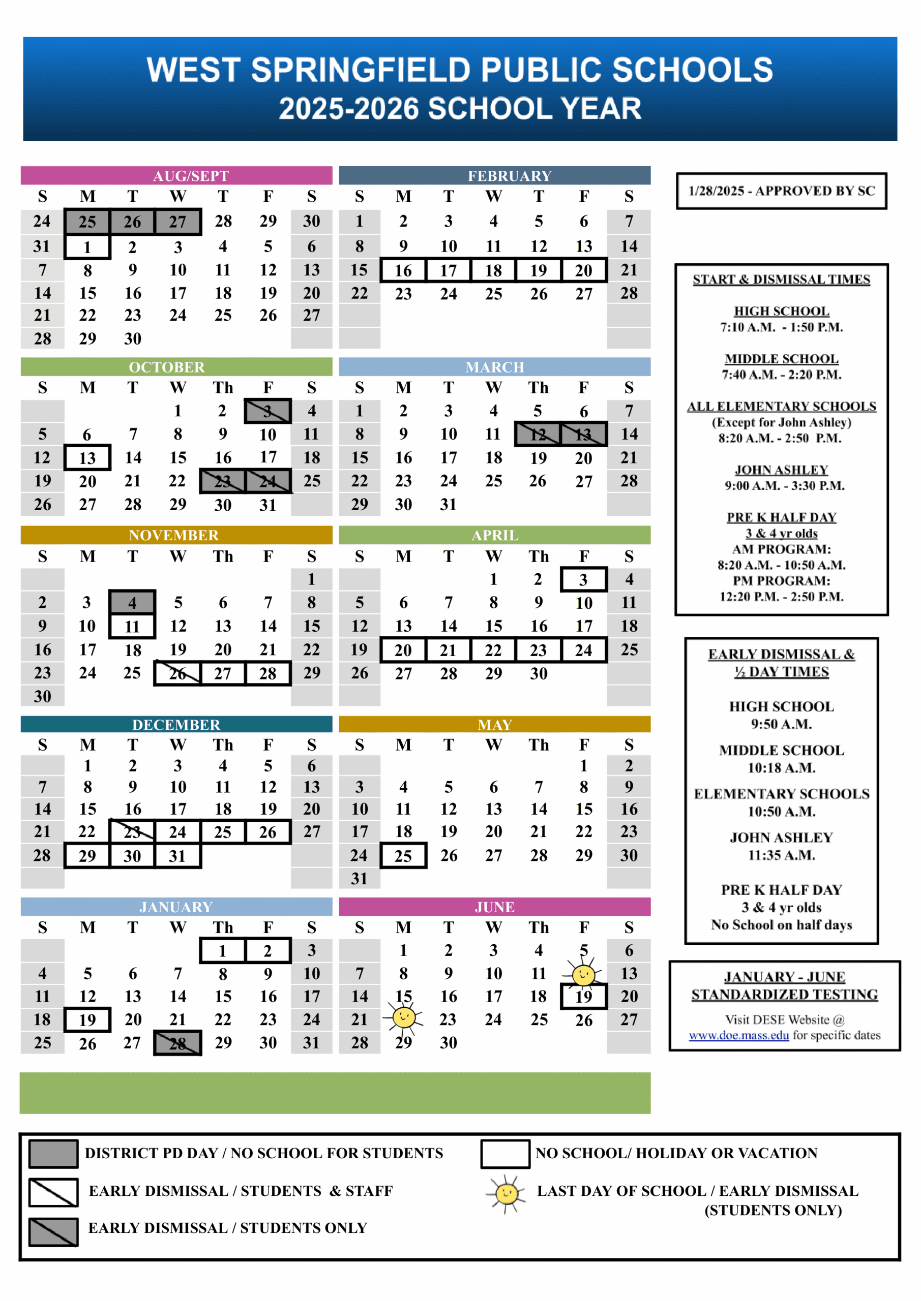West Springfield Public Schools 26-27 Calendar [PDF]