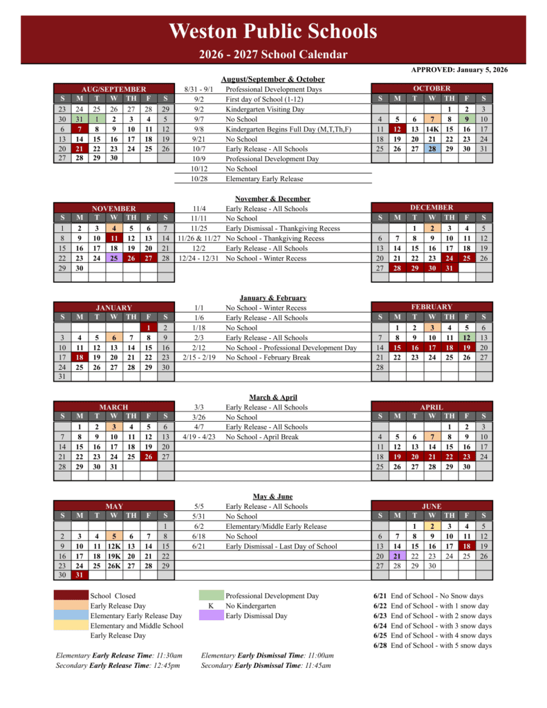 Weston Public Schools 26-27 Calendar (1)