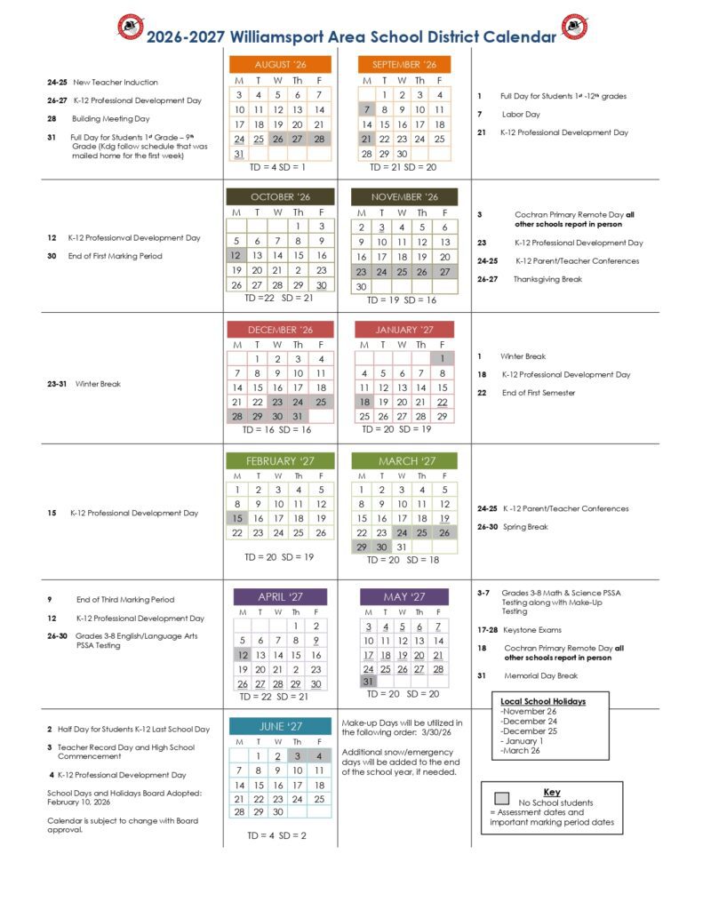 Williamsport Area School District 2026-2027