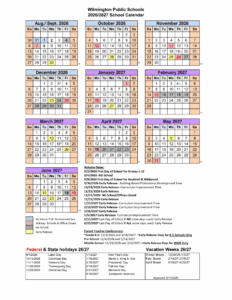 Wilmington Public Schools 26-27 Calendar