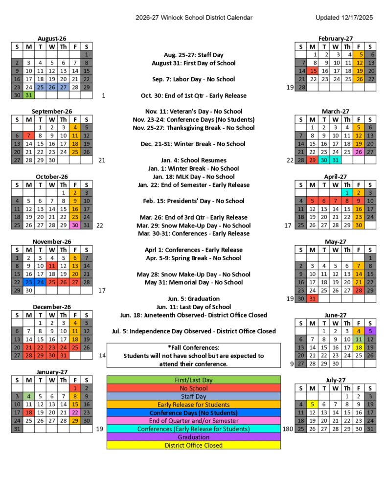 Winlock School District 2026-27