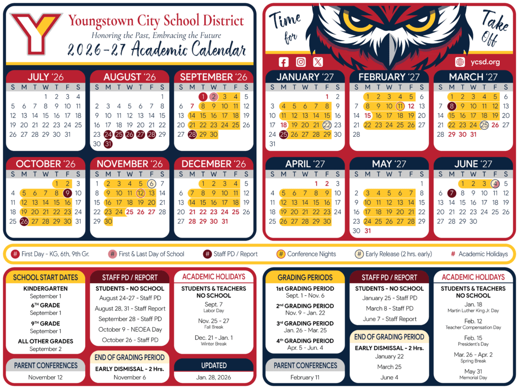 Youngstown City School District 26-27 Calendar