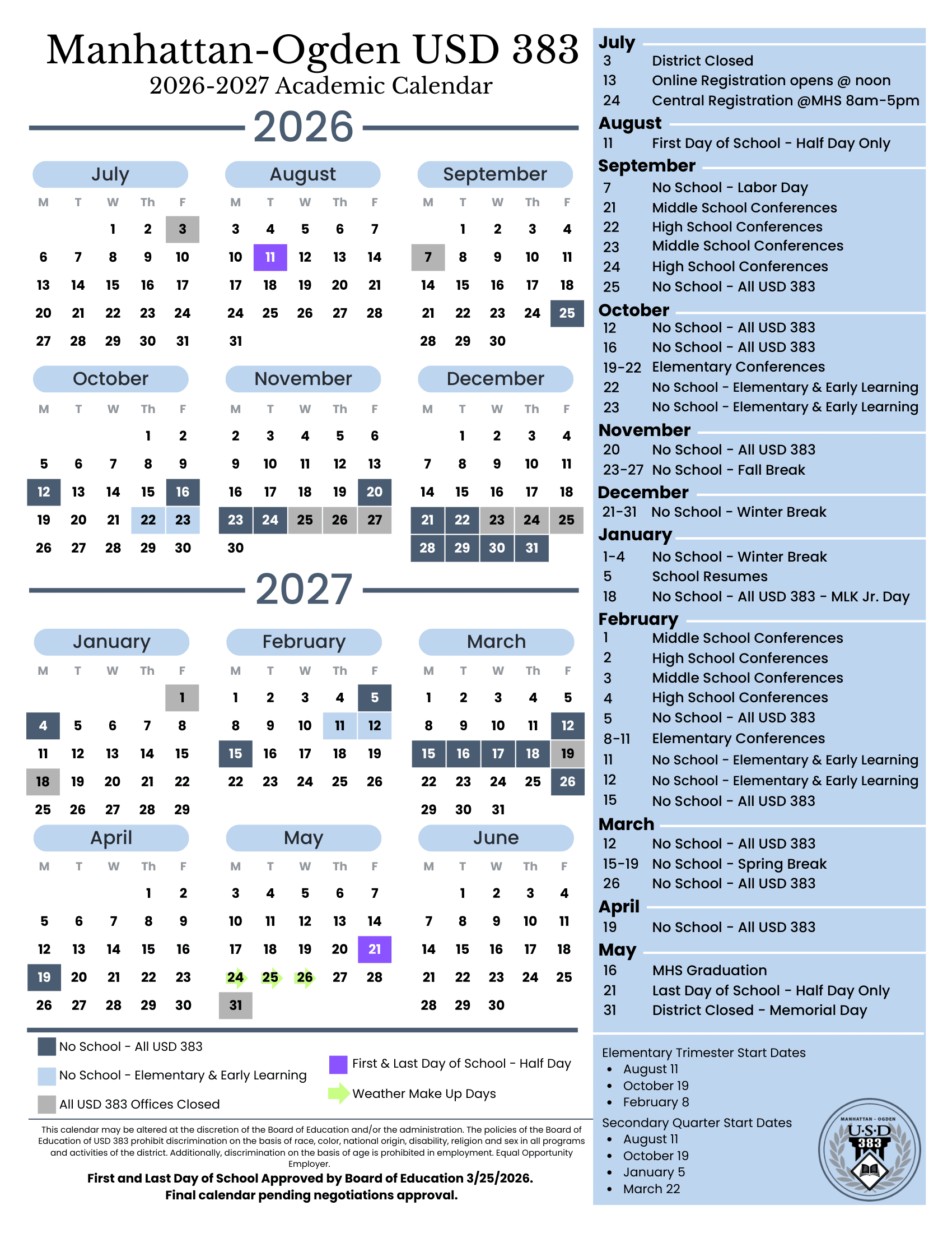 Manhattan-Ogden USD 383 Calendar 26-27 Revised