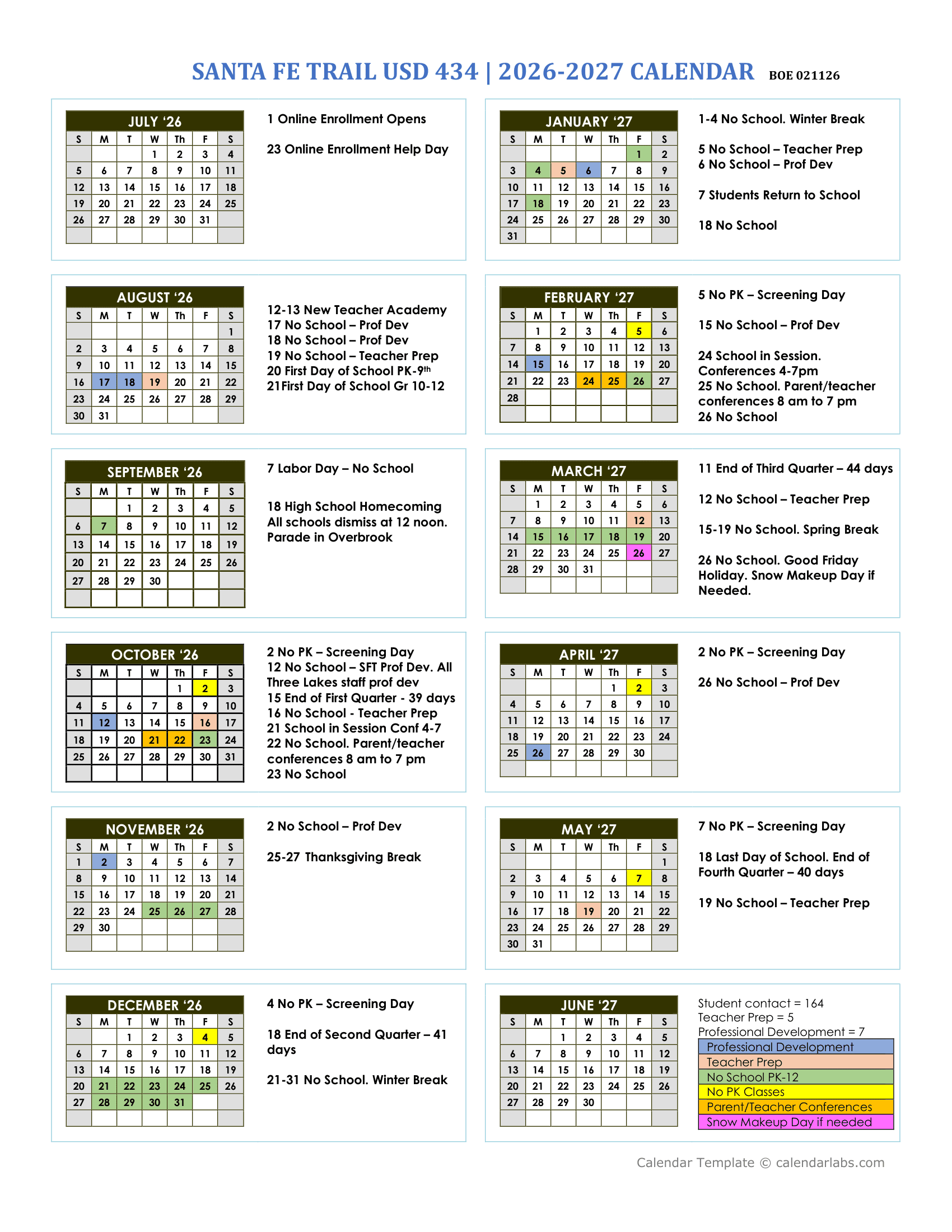 Santa Fe Trail USD 434 Calendar 26-27 Revised